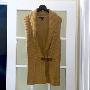 Lauren Ralph Lauren Women’s Shall Collar Camel Buckle Knit Vest